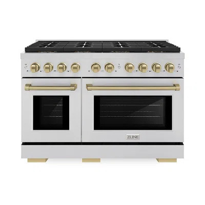 ZLINE Autograph 48 in. Paramount Dual Fuel Range w/ DuoPro Cooktop & Black Doors w/ Gold Accents | Perigold