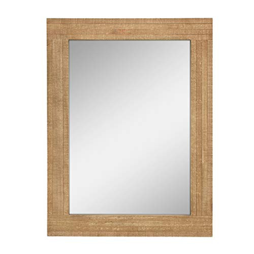Stonebriar Rectangle Natural Wood Hanging Wall Mirror, Medium, Brown | Amazon (US)