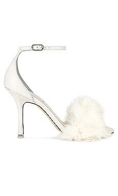 Black Suede Studio Fergie Sandal in White Leather & Fur from Revolve.com | Revolve Clothing (Global)