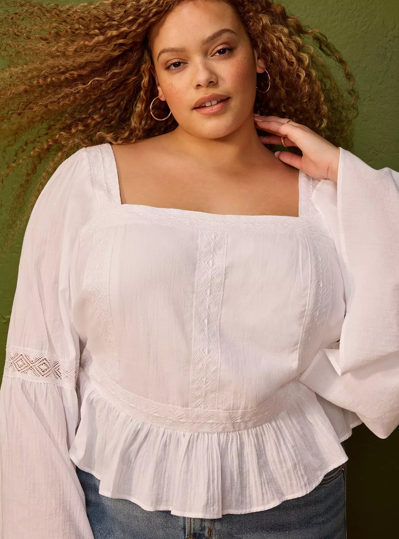 Festi Peplum Bell Sleeve Top | Torrid (US & Canada)