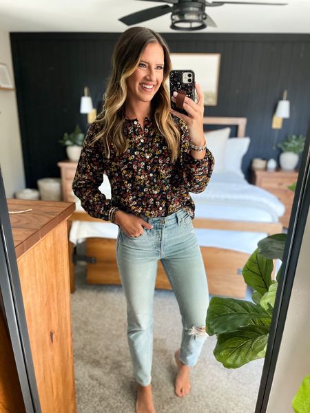 This Walmart blouse is perfect for fall! I would size down. Im in a xs. Size 26 long jeans. 

#LTKFind #LTKstyletip #LTKunder50