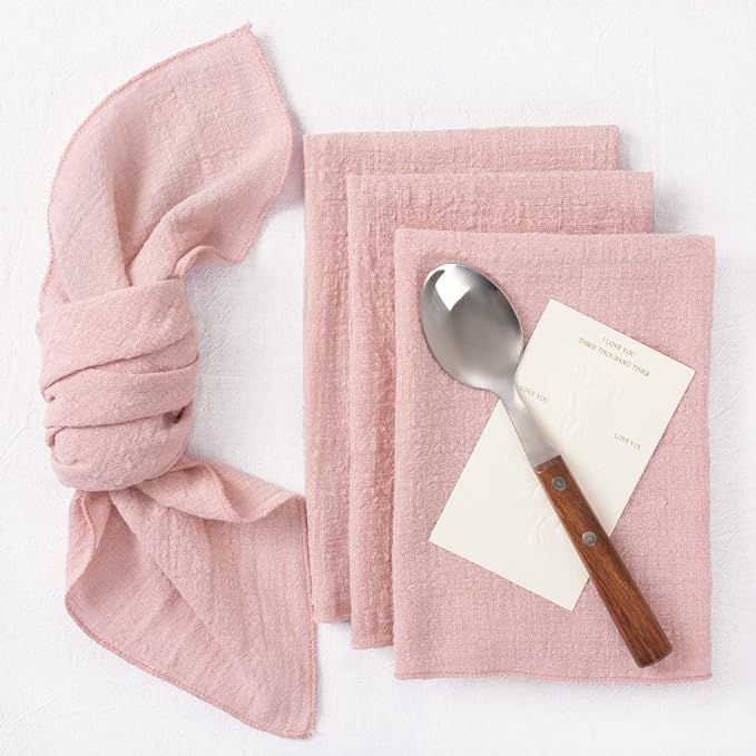 MLMW Gauze Cloth Napkins Set of 6 Soft Cotton Dinner Napkins 16.5"×16.5" Rustic Bulk Linen Napki... | Amazon (US)