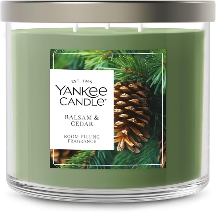 Yankee Candle Balsam and Cedar, Holiday Scented Candle, 14.5oz 3-Wick Candle Jar with up to 40 Ho... | Amazon (US)