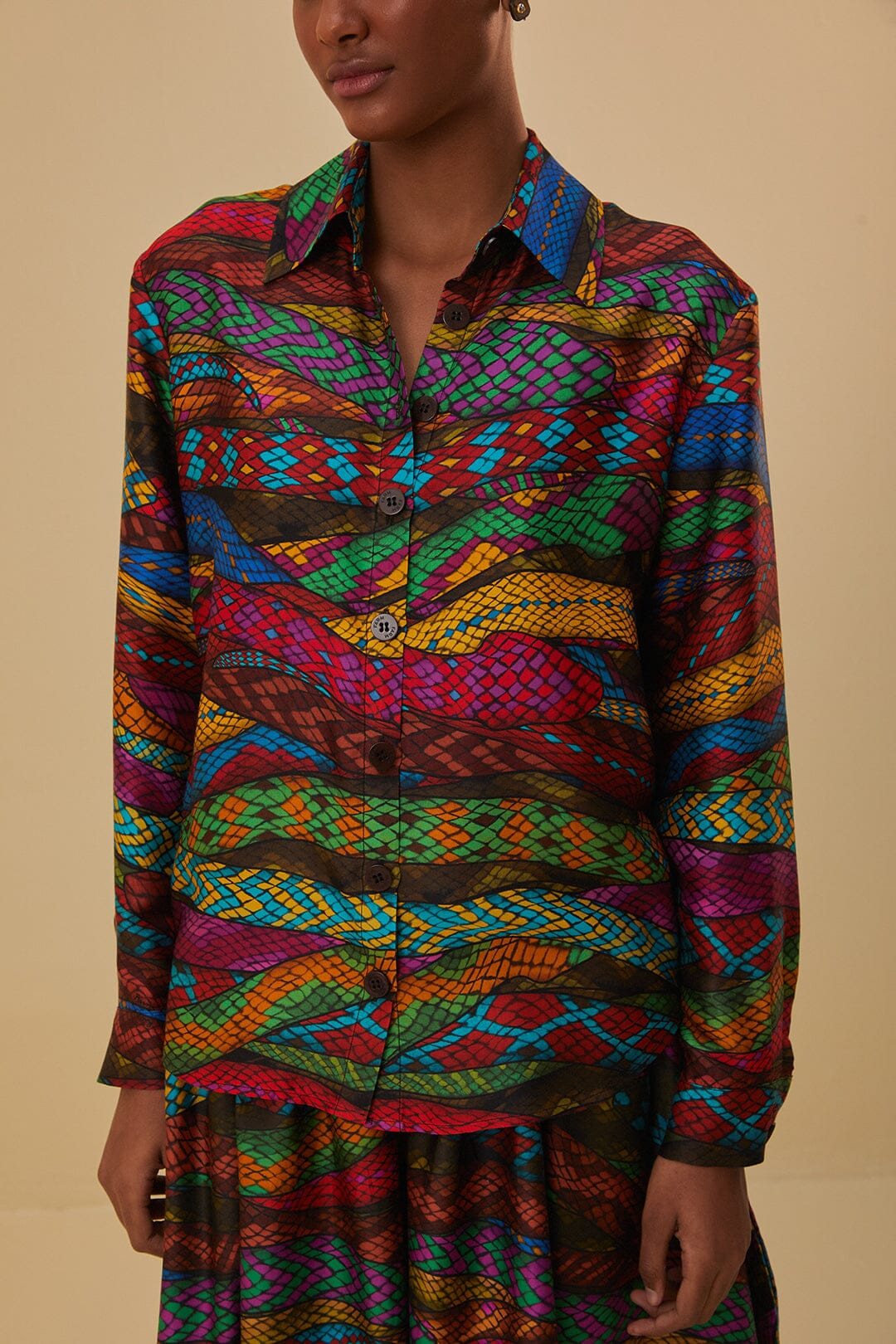 Multicolor Mirage Shirt Long Sleeves | FarmRio (US)