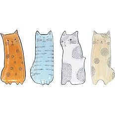 Bico Cartoon Cat Handcrafted Stoneware Ceramic 8 inch Appetizer Plates Set of 4, Assorted Color | Amazon (US)