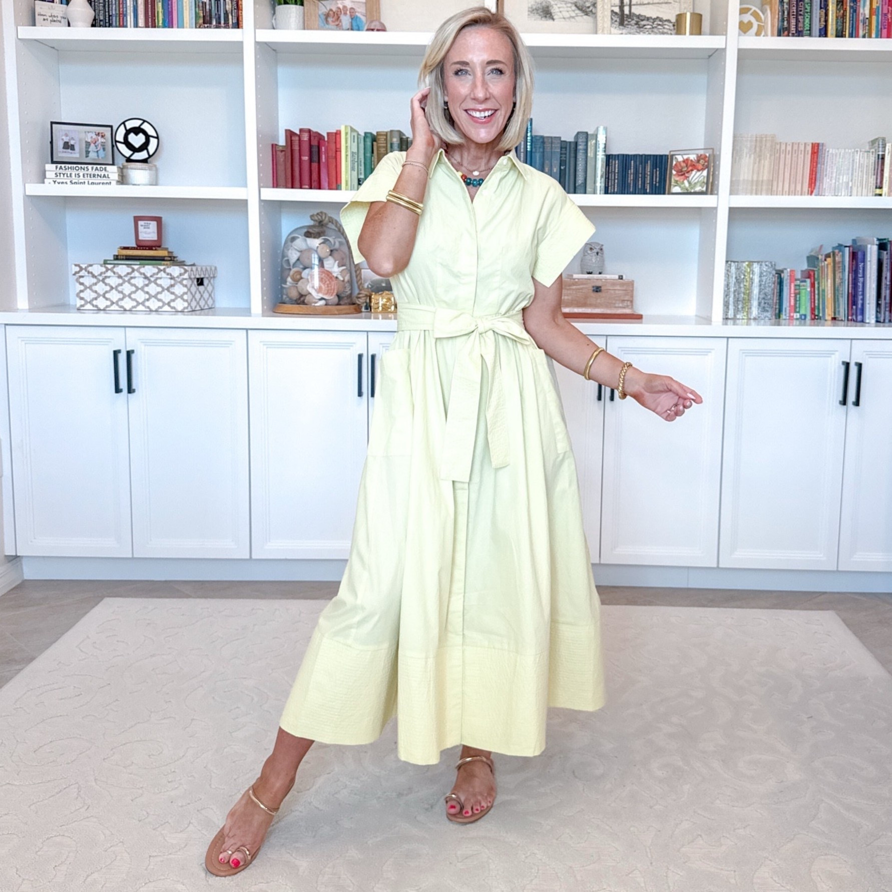 Amazon - unbox my latest orders. Short Wing Sleeve Button Down Midi Shirt Dress w/ Belt - size small. 

 