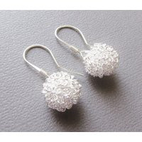 Snowball Earrings - Silver Wire Ball Earrings, Sterling Earwires- Short Dangle Leightweight | Etsy (US)