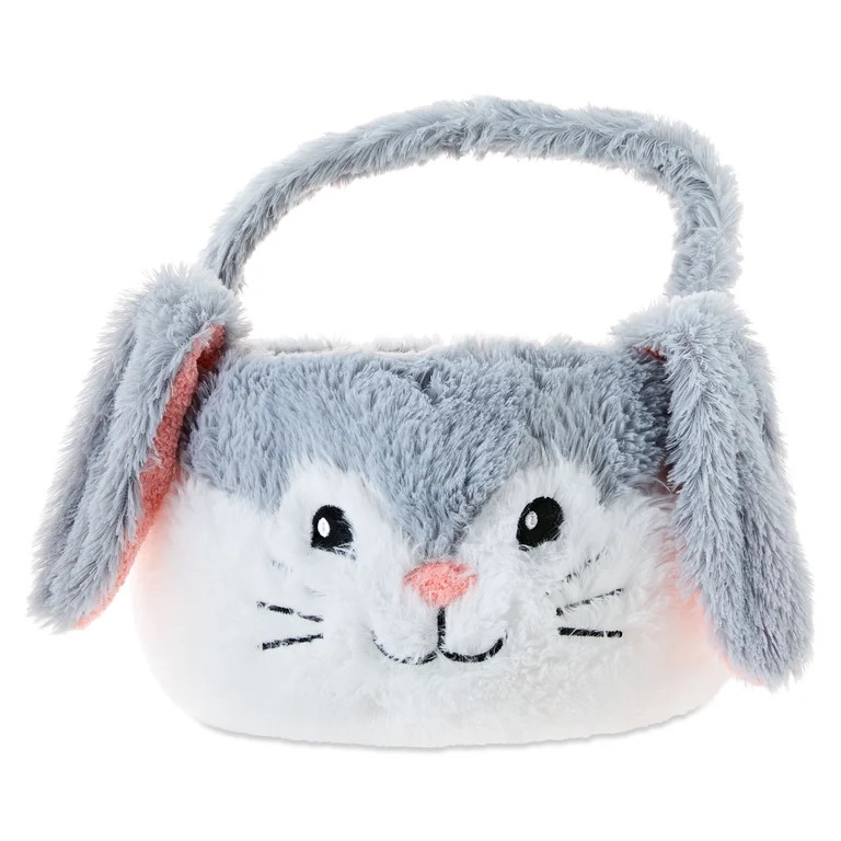 Jumbo Plush Bunny Basket, Gray, 22" x 16", Easter by Way To Celebrate | Walmart (US)