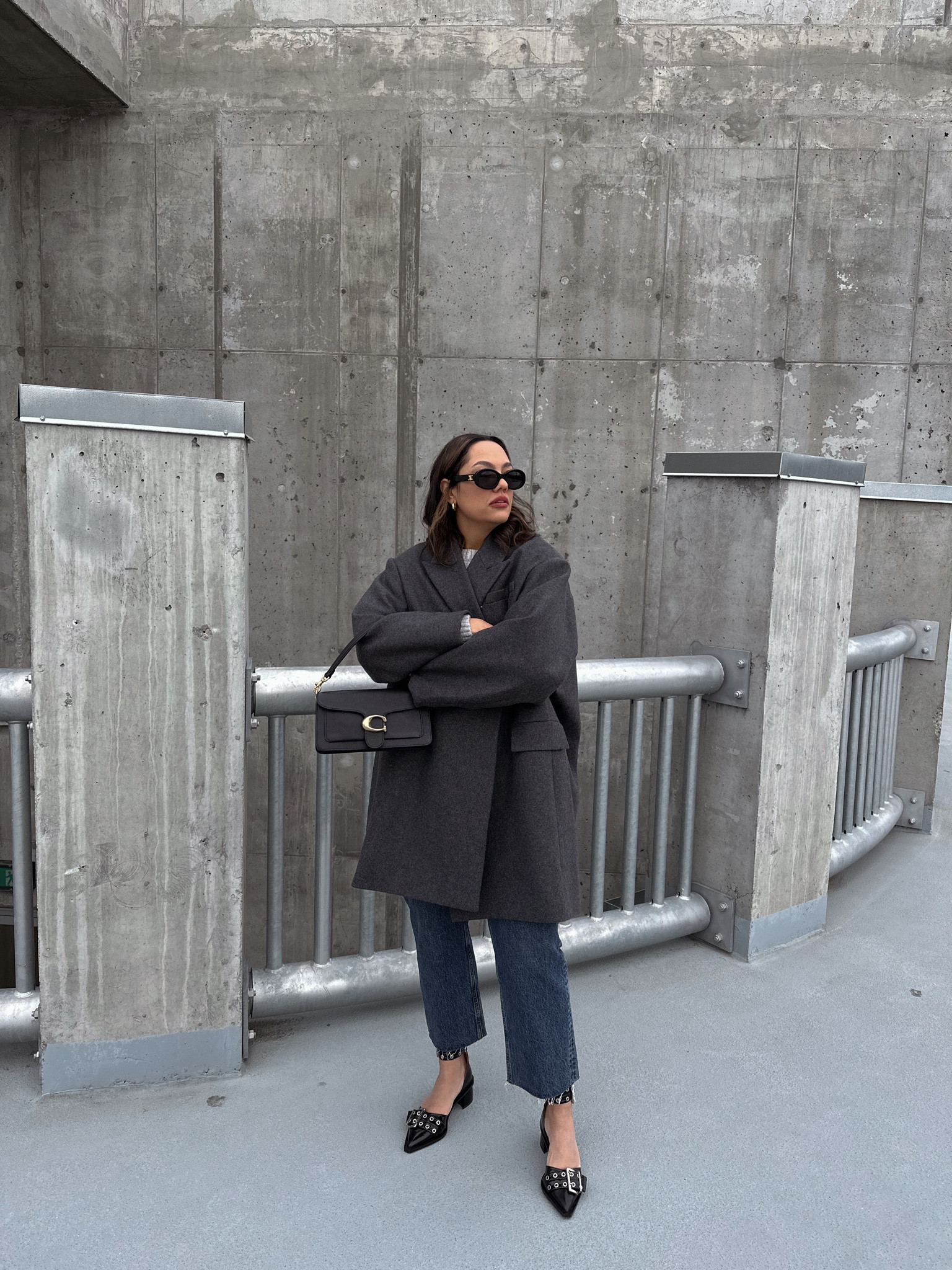 Fall outfit inspiration!
-COS oversized grey wool blazer coat, I have a medium. 
-Grey knit sweater from Anine Bing, I have a medium. 
-Medium was raw hem straight jeans, similar linked. 
-Coach tabby shoulder bag in black pebble leather. 
-Ganni patent leather buckle pumps. 
-Celine Triomphe 52mm sunglasses in black acetate. 


#LTKSeasonal #LTKstyletip #LTKfindsunder100