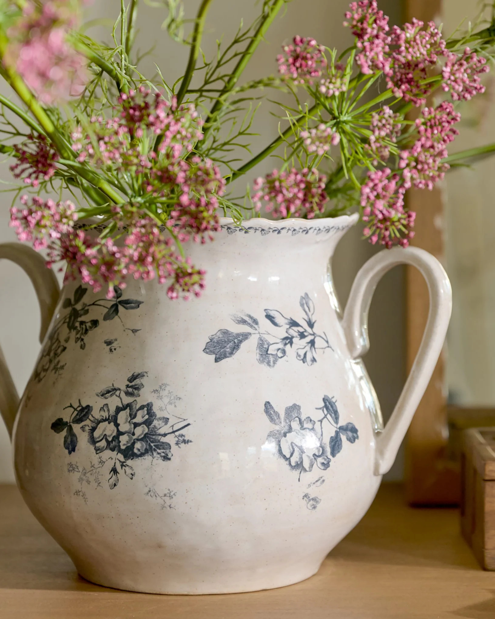 Heirloom Garden Navy Floral Vase with Handles | Magnolia