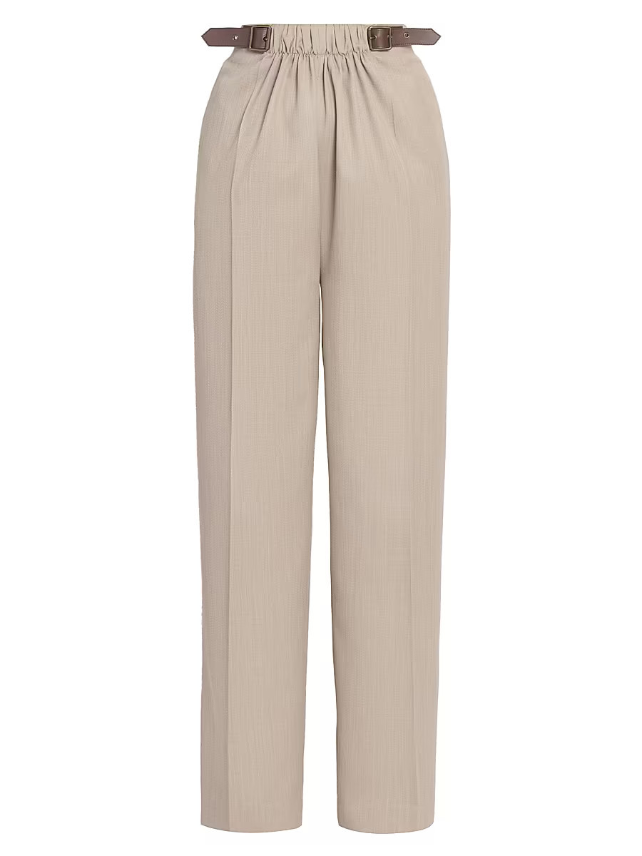 Women's Belted Trousers - Beige Melange - Size 8 | Saks Fifth Avenue