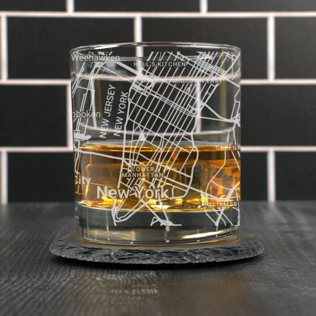 New York City Whiskey Glass, New York City NY Rocks Glass Gift, Engraved City Map Glass, New York... | Etsy (US)