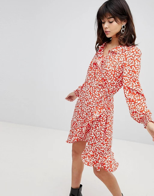 Vero Moda Printed Ruffle Wrap Dress | ASOS US