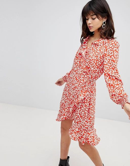 Vero Moda Printed Ruffle Wrap Dress | ASOS US