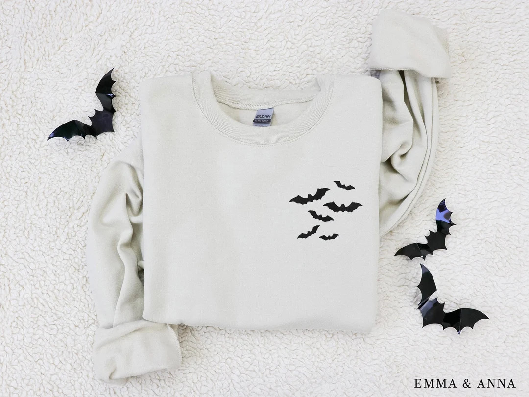 Embroidered Bats Sweatshirt Halloween Sweatshirt Its Frickin - Etsy | Etsy (US)