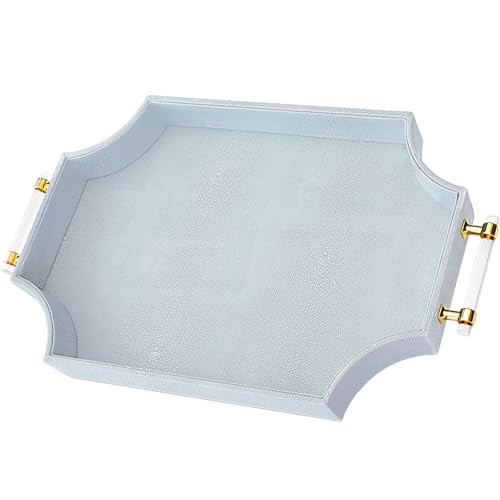 22.6'' × 13'' Coffee Table Tray Shagreen Decorative Tray for Ottoman Home Decor Serving Tray wit... | Amazon (US)