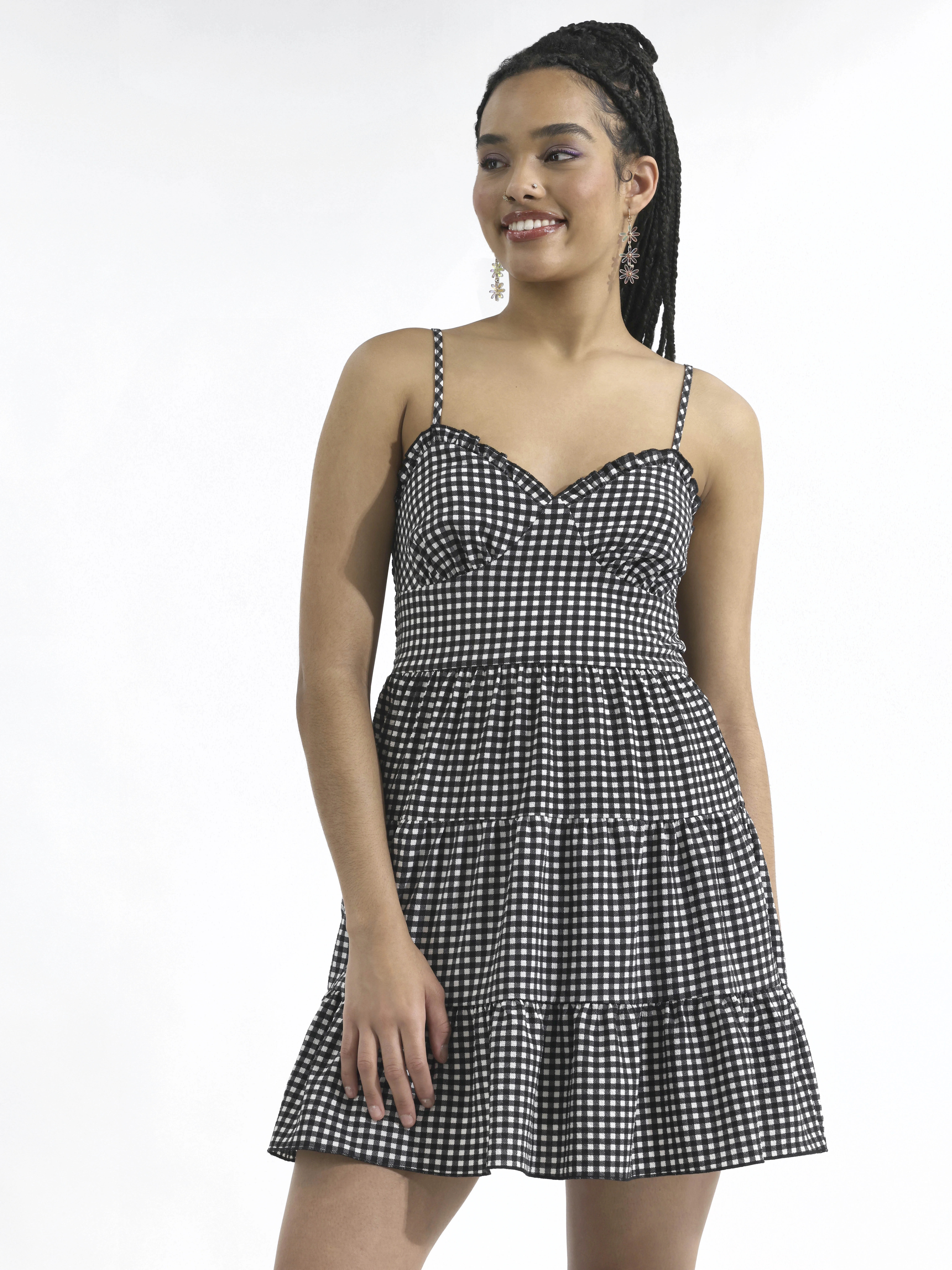 No Boundaries Tiered Bustier Mini Dress, Women's | Walmart (US)