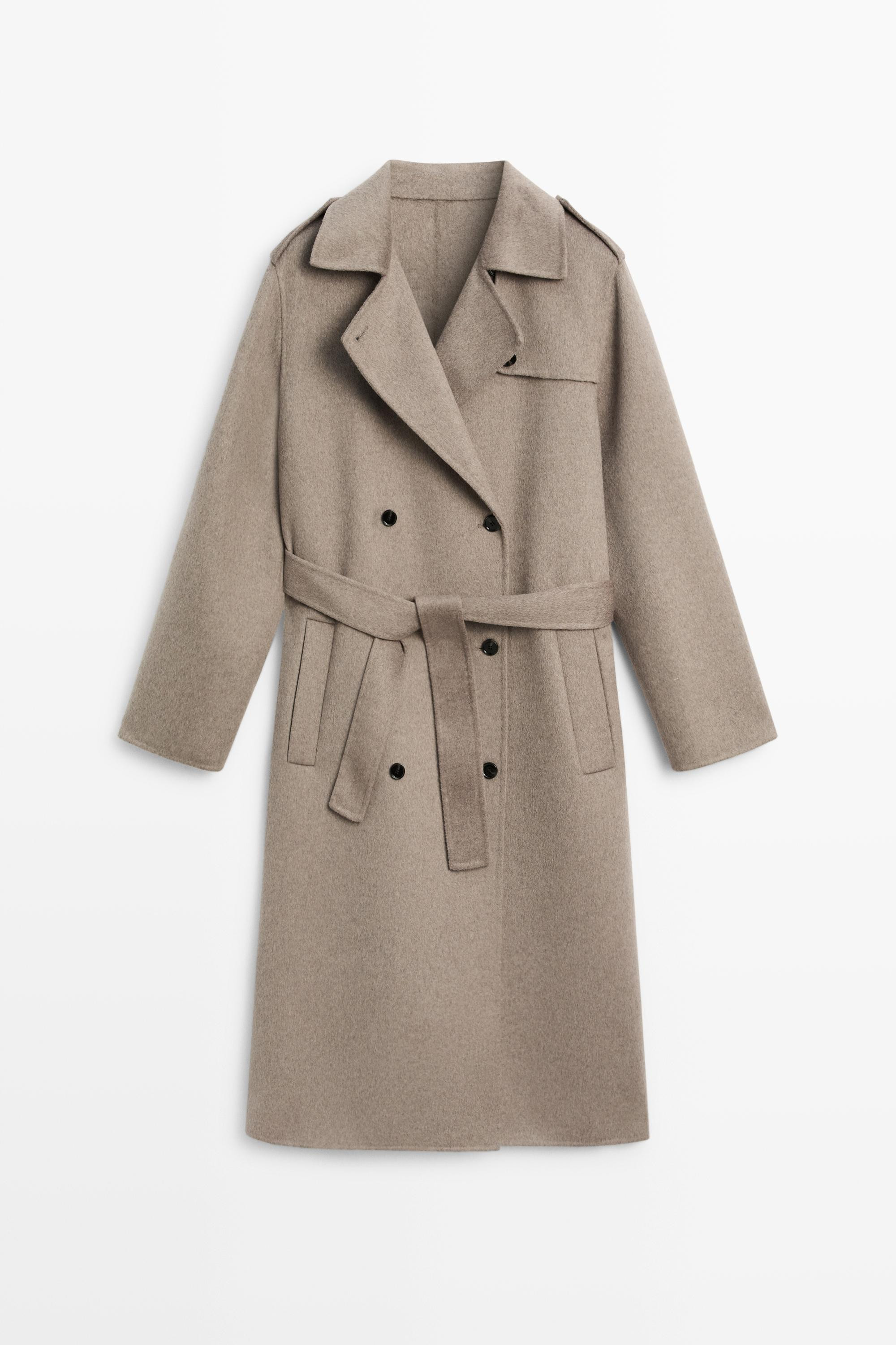 Long wool blend trench coat | Massimo Dutti UK