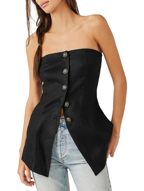 Between Us Womens Linen Longine Strapless Top | Shop Simon