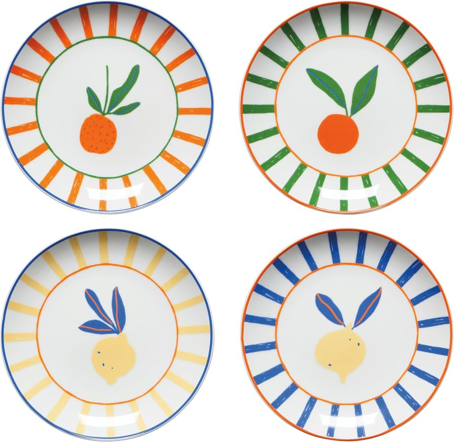 Jubilee Porcelain Tropical Appetizer Plates, Set of 4 | Amazon (US)