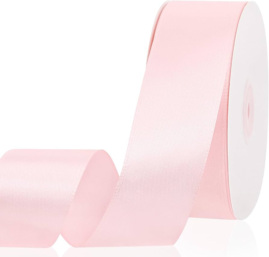 1-1/2 Inch 50 Yards Light Pink Satin Ribbon for Gift Wrapping,Flower Bouquet,Crafts,Balloons,Wedd... | Amazon (US)