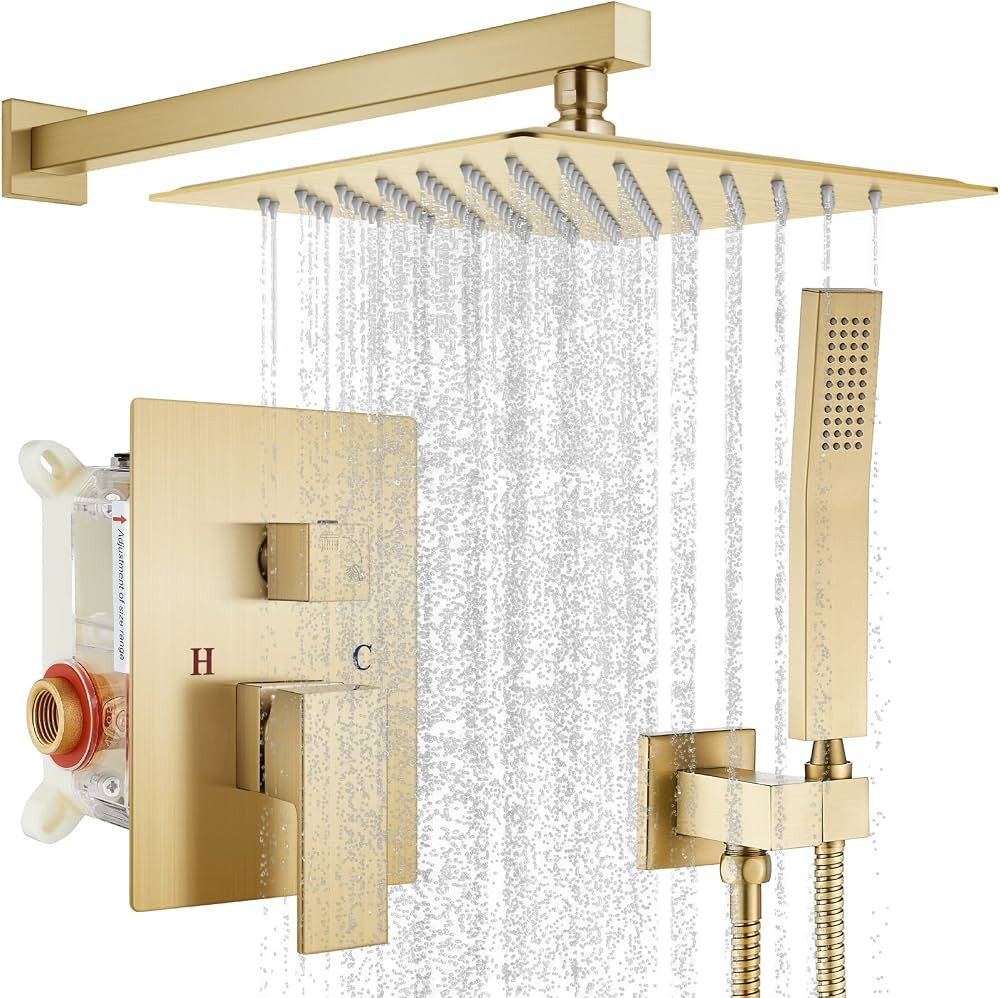 gotonovo Rainfall Bathroom Shower System Rain Shower Head and Handle Set Wall Mounted Shower Comp... | Amazon (US)
