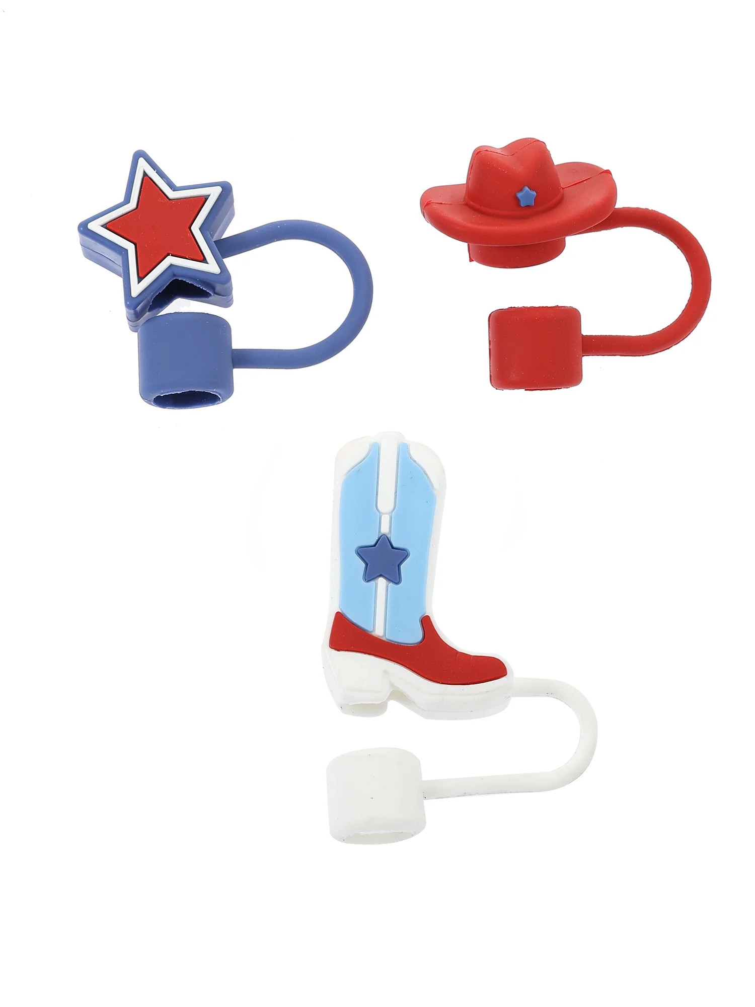 Way to Celebrate Americana Western Themed Straw Topper Set, Reusable, Multicolored, 3 Pieces | Walmart (US)