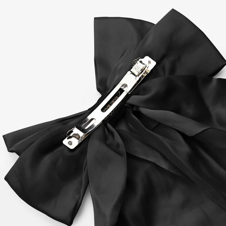 Women Big Bow Barrettes/vintage Black Hair Clip/satin Hair - Etsy | Etsy (US)