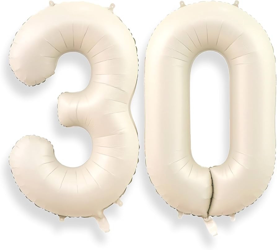 40 Inch Cream Number 30 Balloon Numbers Large Birthday Foil Mylar Helium Number Balloons Ivory Wh... | Amazon (US)