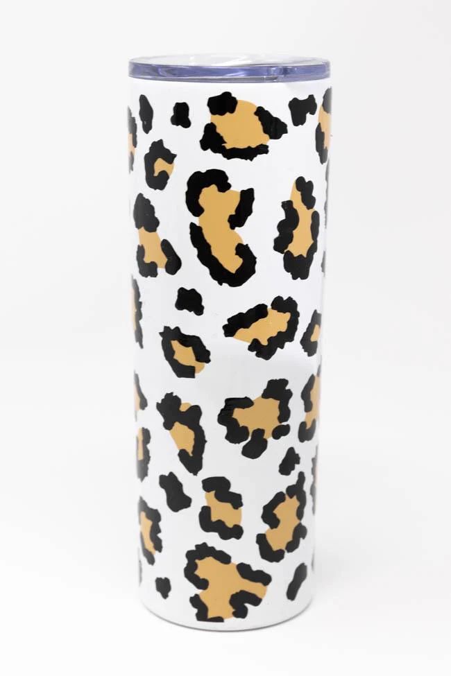 On Island Time 20oz Brown Animal Print Skinny Tumbler FINAL SALE | The Pink Lily Boutique