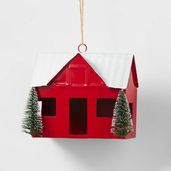 Metal Cabin Christmas Tree Ornament Red - Wondershop™ | Target