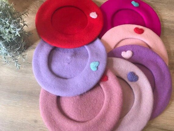 Valentine Gift/ Heart Berets/ 7 Colors Available / Pink Beret | Etsy | Etsy (US)