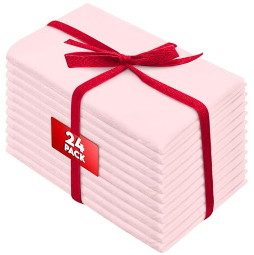 CKE Pink Cloth Napkins 24 Pack 20x20 Inches Dinner Napkins with Hemmed Edges, Washable Table Napkins for Dinners, Luncheon, Restaurants, Weddings, Decoration, Banquets, Events | Amazon (US)