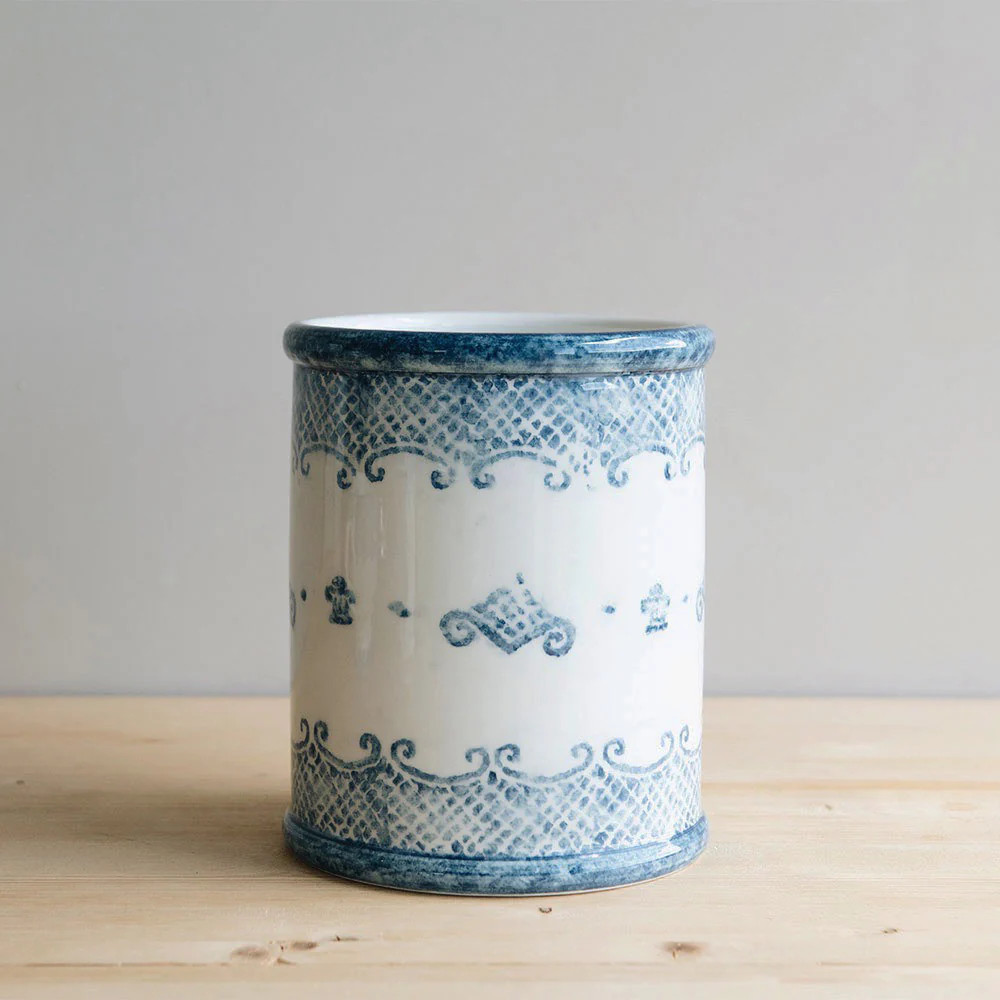 Hand-Painted Indigo Ceramic Crock | Roan Iris