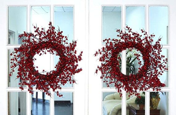 Large Red Berry Wreath 22 Holiday Decorative Winter | Etsy | Etsy (US)