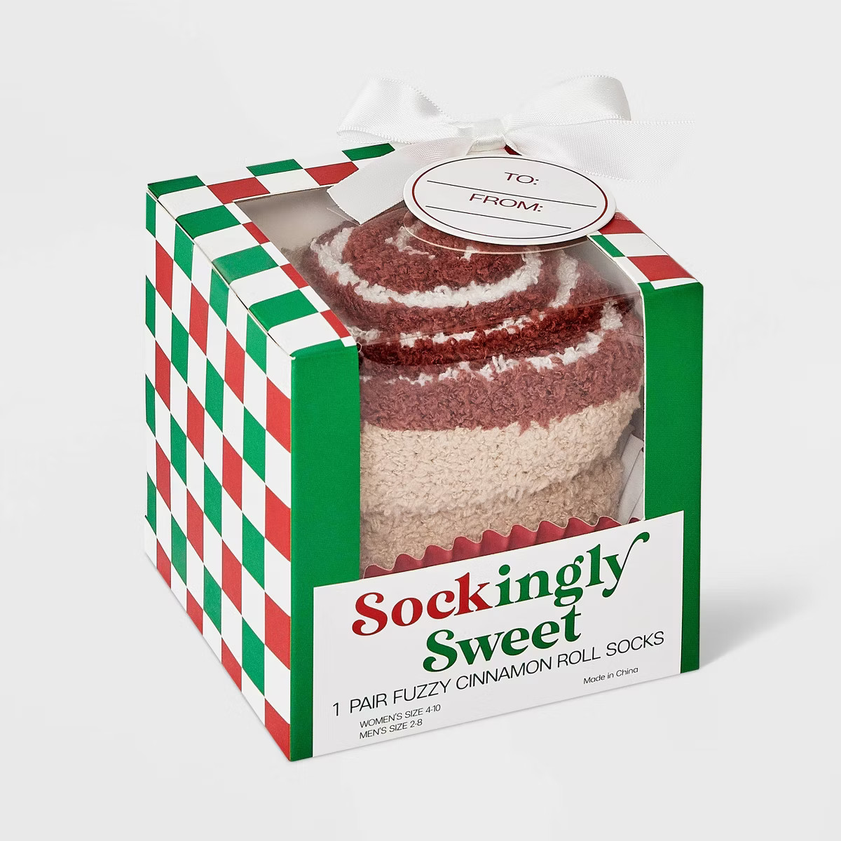 Women's Cinnamon Roll Christmas Cozy Crew Socks - Tan/Brown/White 4-10 | Target