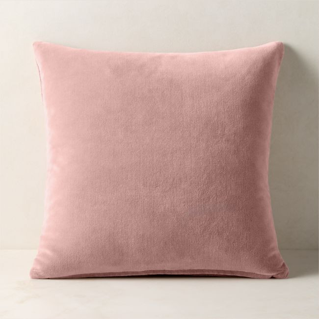 Encino Dusty Rose Organic Cotton Stonewashed Velvet Throw Pillow Cover 20"x20 | CB2