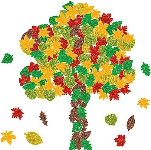 Amazon.com: 800 Pieces Fall Leaf Glitter Foam Stickers Thanksgiving Self Adhesive Foam Stickers A... | Amazon (US)