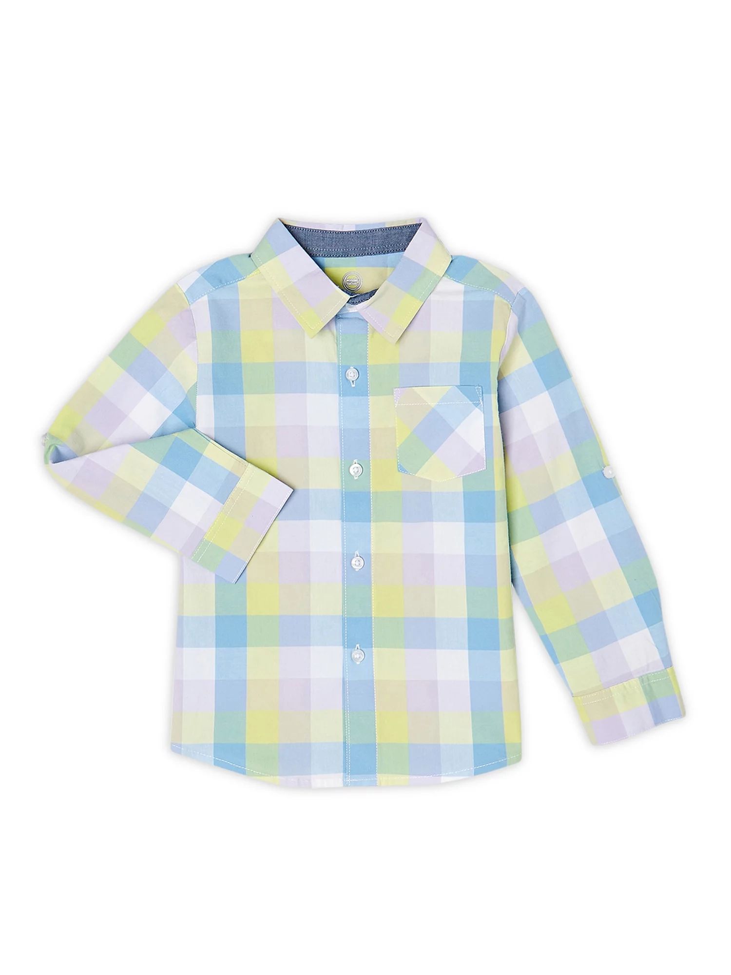 Wonder Nation Baby and Toddler Boys Long Sleeve Button-Up Shirt, Sizes 12M-5T | Walmart (US)