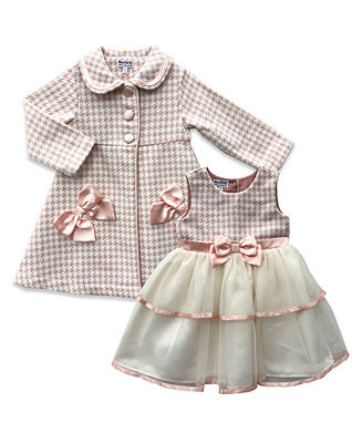 Blueberi Boulevard Baby Girls Houndstooth Coat and Dress, 2-Piece Set - Macy's | Macy's