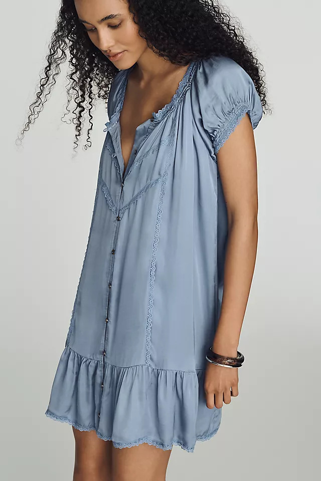 Amber Short-Sleeve Silken Mini Dress | Anthropologie (US)