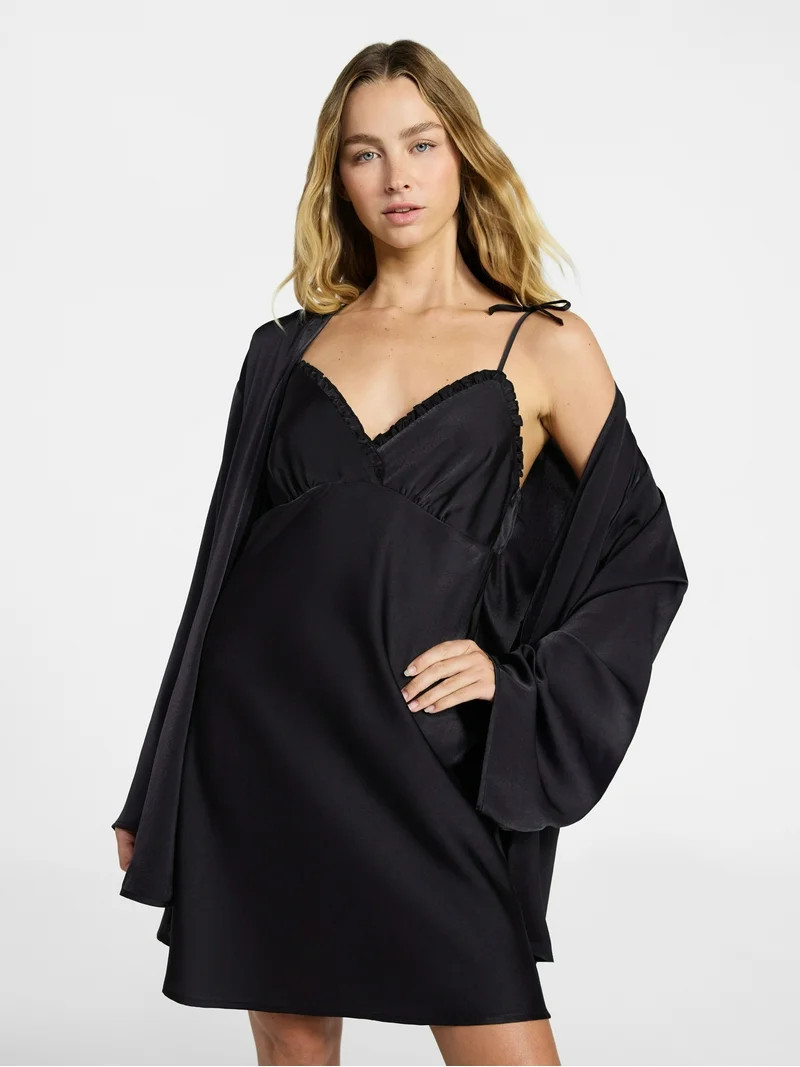 No Boundaries Sleepwear Satin Robe, Women's XS-XXL | Walmart (US)