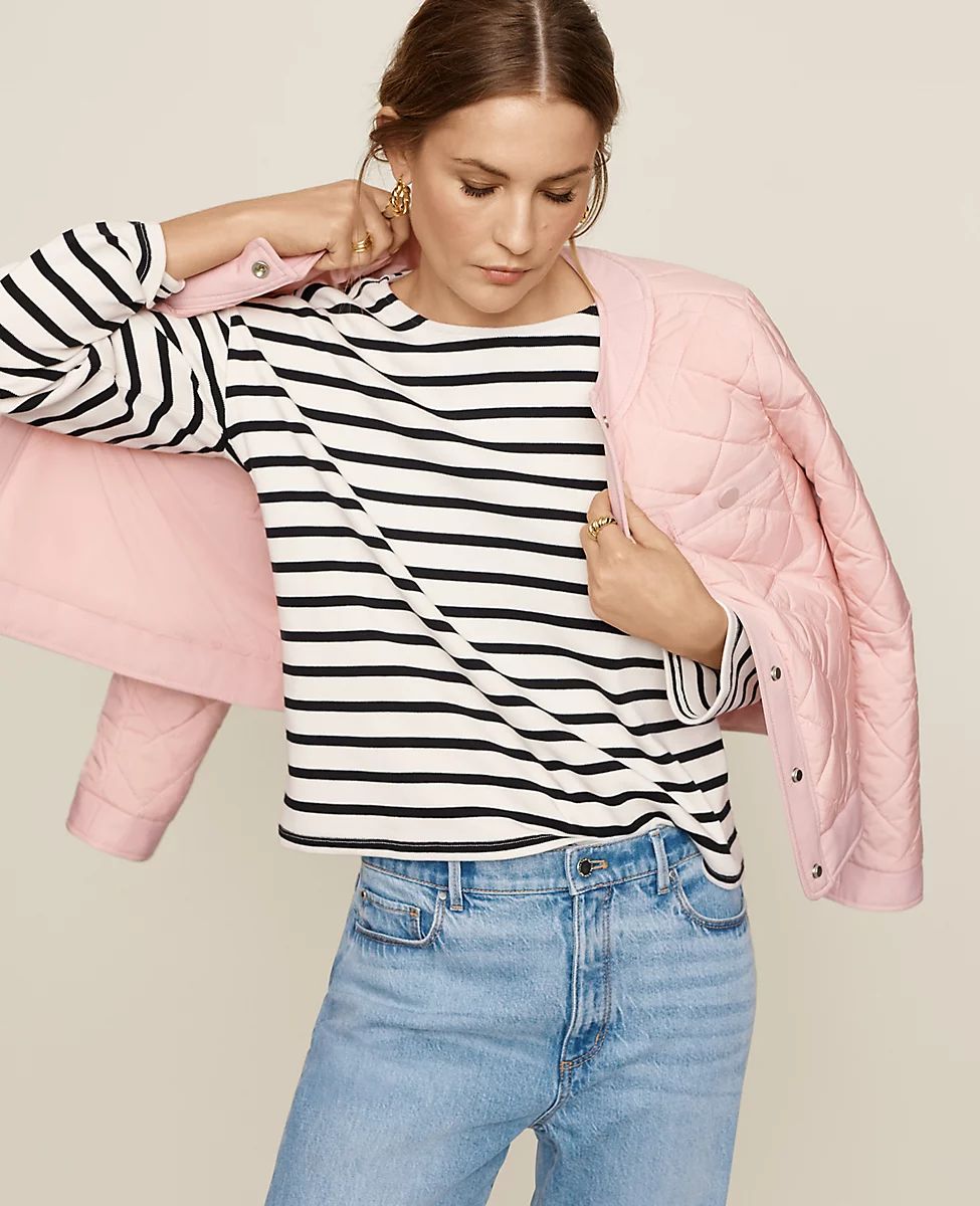 AT Weekend Striped Crew Neck Knit Pullover | Ann Taylor (US)
