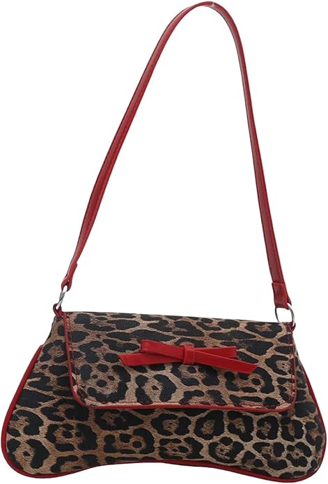 MakeMeChic Women's Cheetah Print Purse Faux Leather Leopard Bow Y2K Flap Shoulder Bag | Amazon (US)