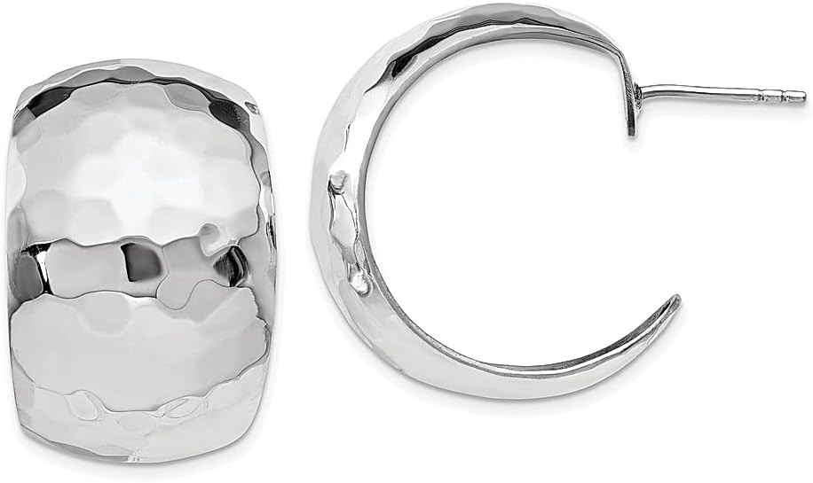 925 Sterling Silver Hammered Post Hoop Earrings C J Fine Jewelry For Women Gifts For Her | Amazon (US)
