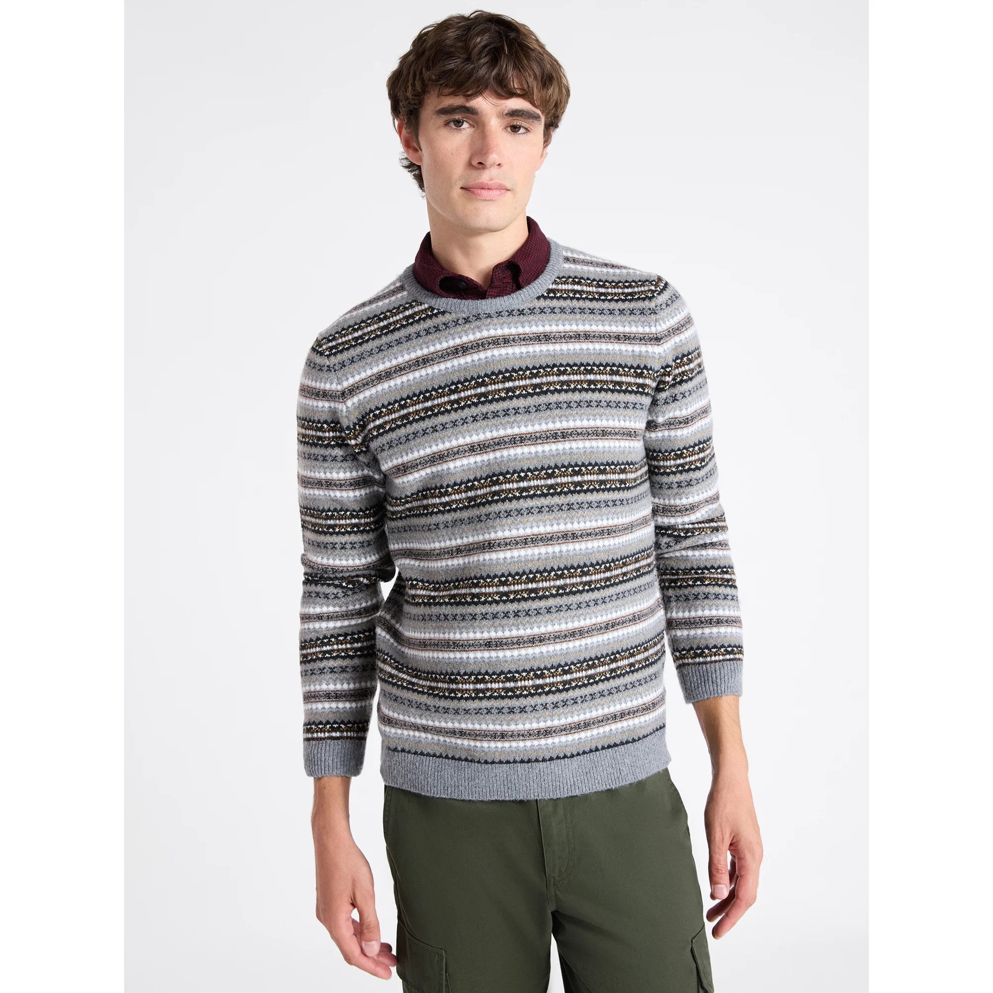 Free Assembly Men's Fair Isle Sweater with Long Sleeves, Size XS-3XL | Walmart (US)