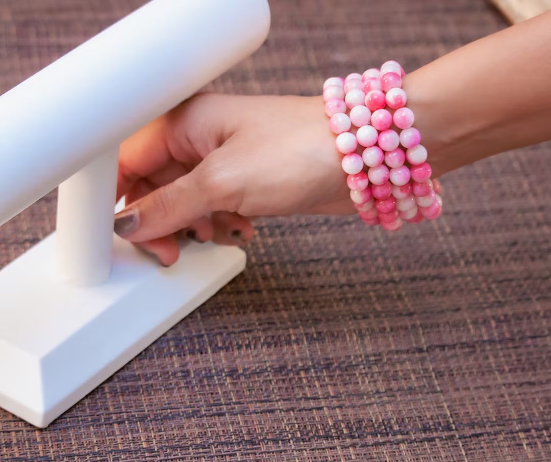Pink Agate Gemstone Bracelet - Etsy | Etsy (US)
