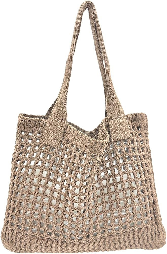 ENBEI Women's Beach Tote Bag, Crochet Knit Hollow Design, Stylish Tote for Beach,Travel and Every... | Amazon (US)