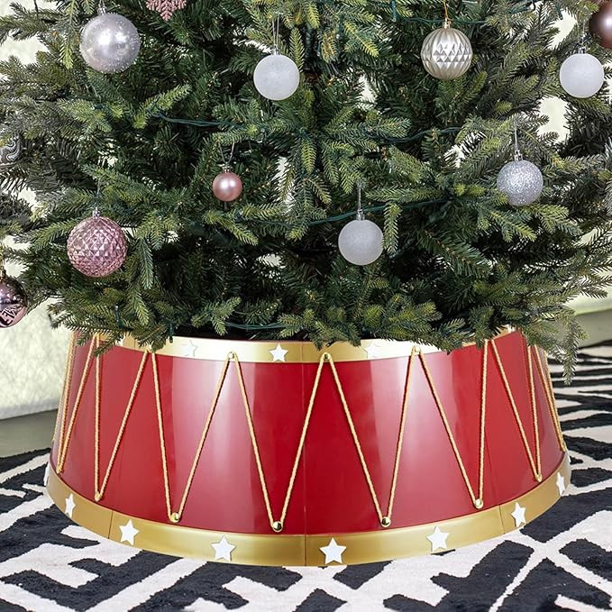 Christmas Tree Collar, 28.4" D Festive Drum Design Christmas Tree Ring, Christmas Tree Base Cover... | Amazon (US)