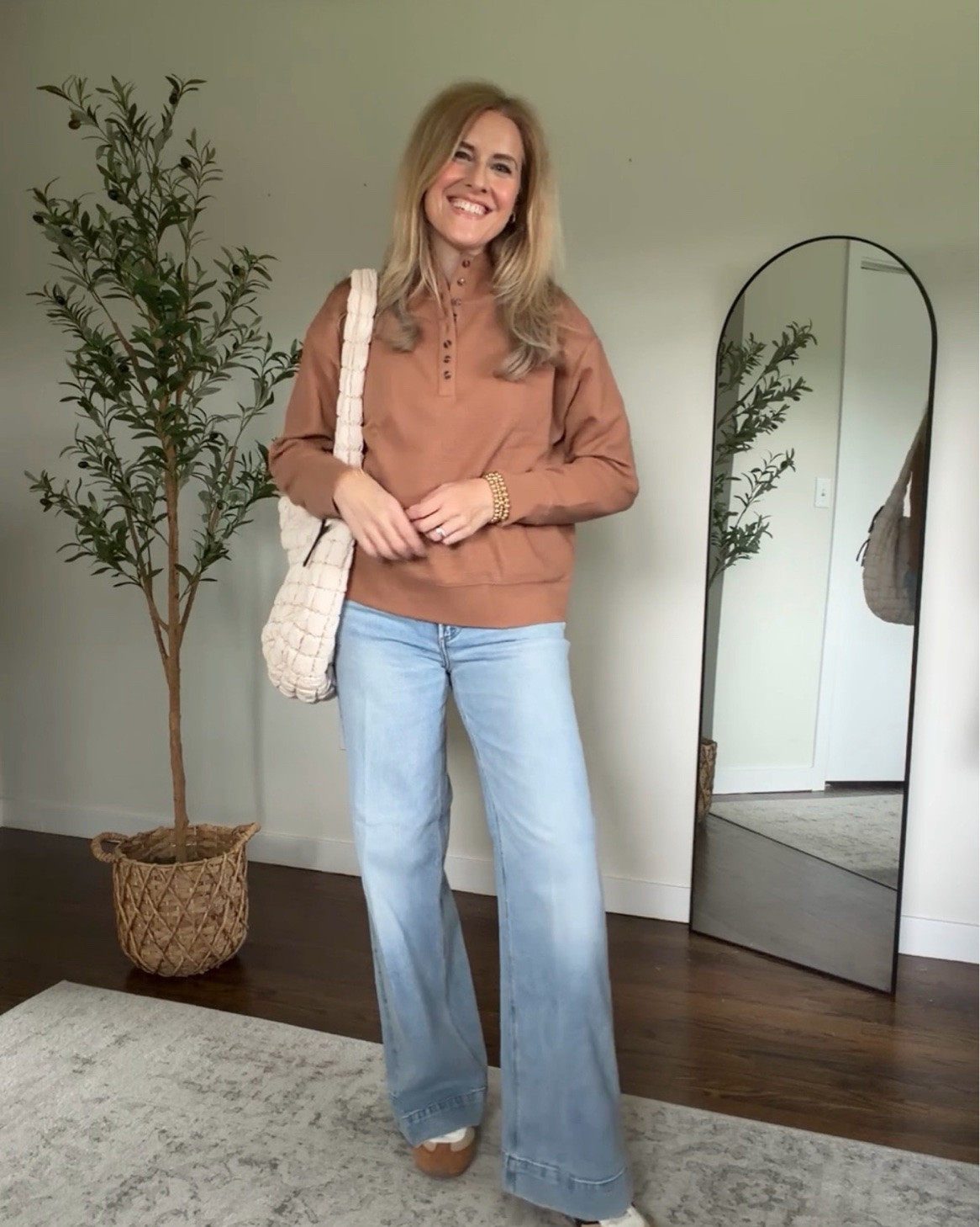 Fully plan on getting this cotton henley top in all the colors! Perfect fall everyday casual outfit idea. I’m in size medium here. Small works too, it’s a relaxed fit. Jeans are gifted @pistoladenim fit tts, 28. #ad #walmartfashion

#LTKOver40
